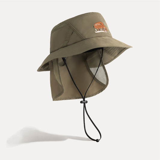 兒童護頸盤帽-野豬灰綠