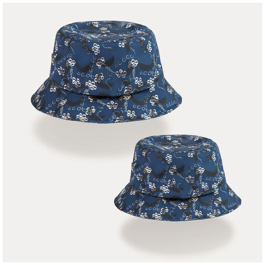 大人+小孩可收納雙面戴漁夫帽-熊豹深藍