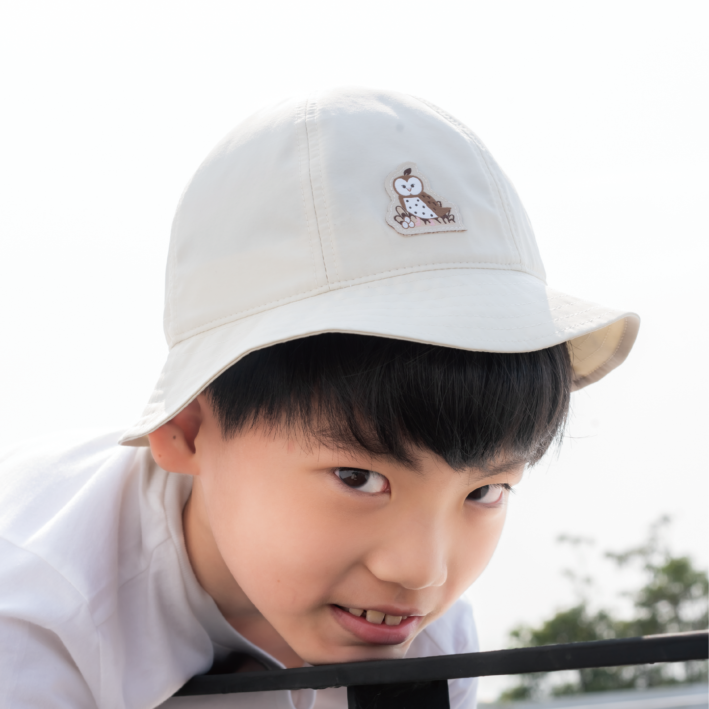 可收納六片式兒童桶帽-草鴞米白