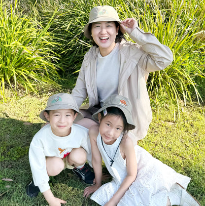 大人+小孩調節漁夫帽-石虎卡其