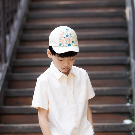 彎簷兒童球帽-山豬淺黃