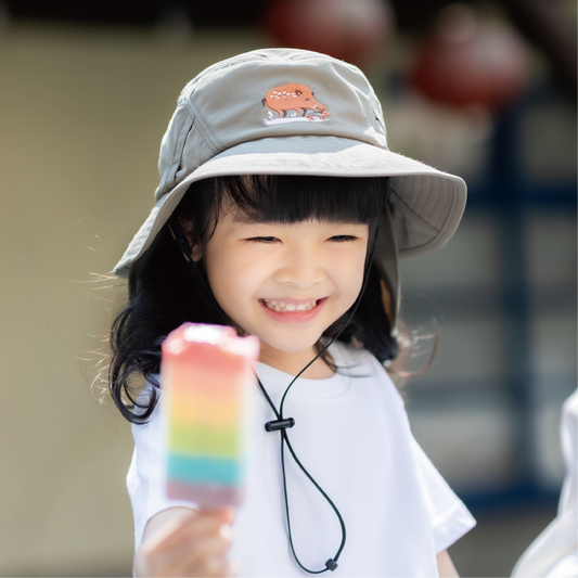 兒童護頸盤帽-野豬灰綠