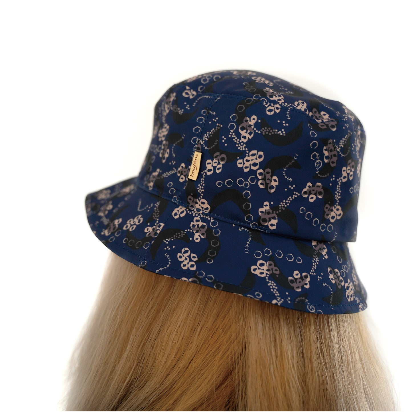 大人款-可收納雙面戴漁夫帽-熊豹深藍