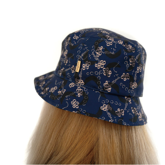 大人款-可收納雙面戴漁夫帽-熊豹深藍