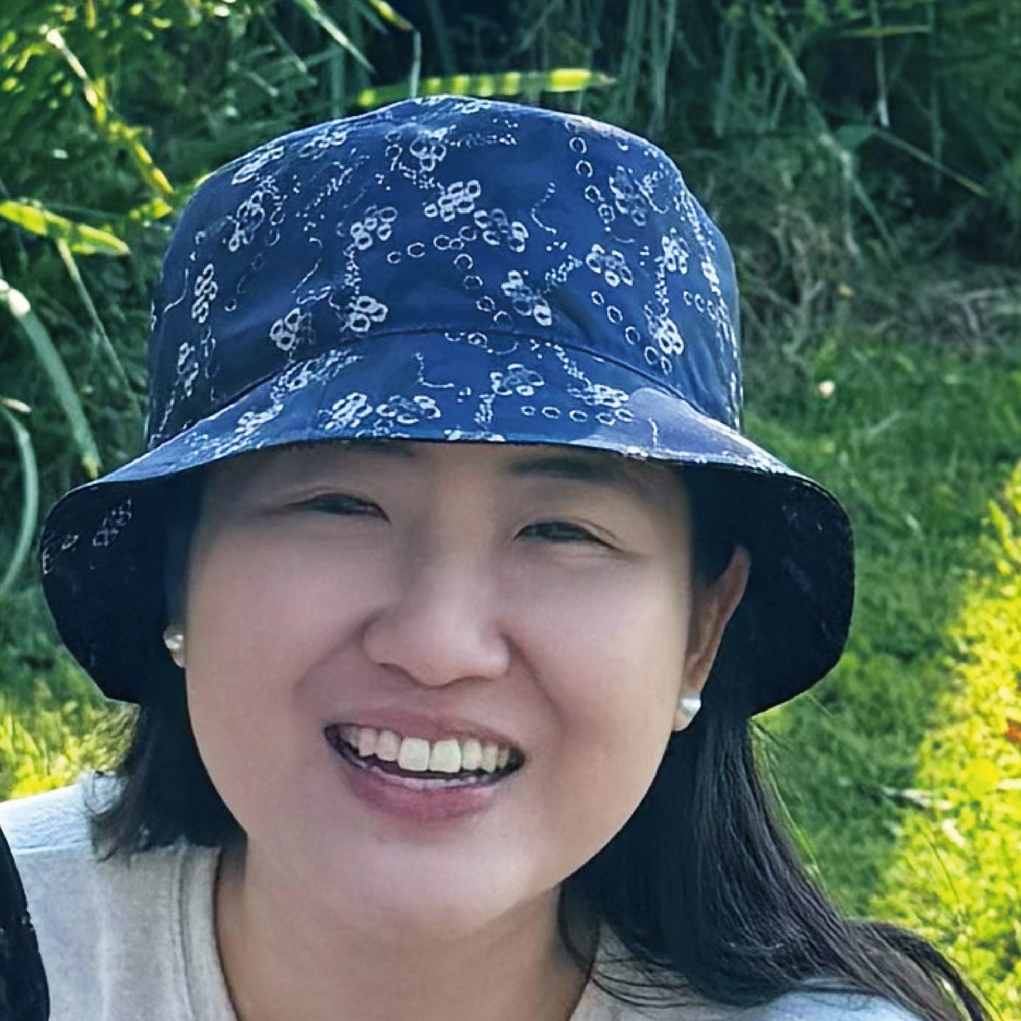 大人款-可收納雙面戴漁夫帽-熊豹深藍