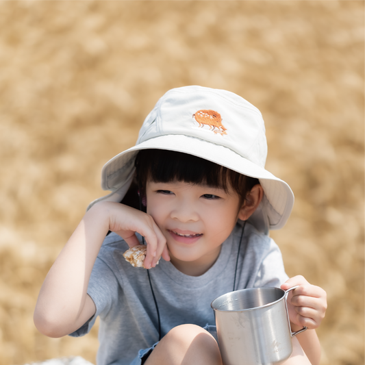 兒童護頸盤帽-野豬奶油白